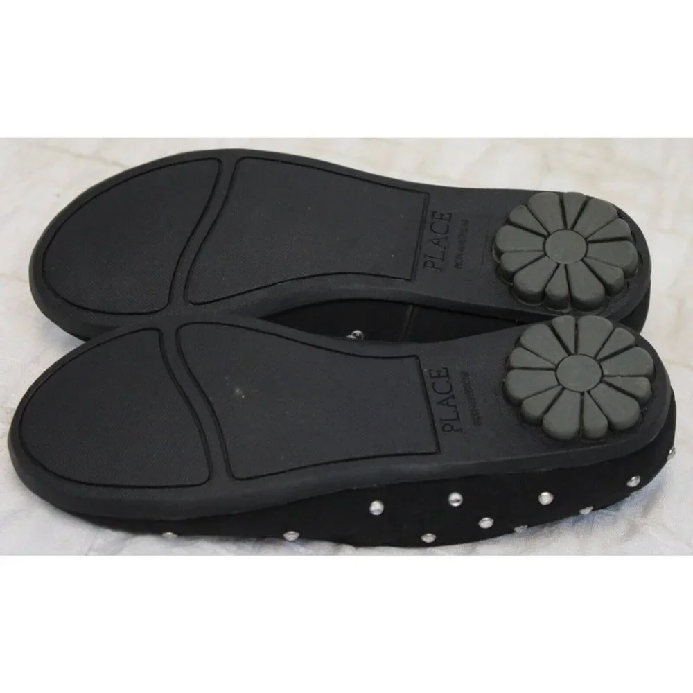 Childrens Place Stone Flat Ballet Shoe Slipper Dress Rhinestones Girl sz 6 Black